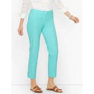 Talbots Perfect Crop Chino Pants Curvy Fit Olive Green Stretch Cotton - Size 10
